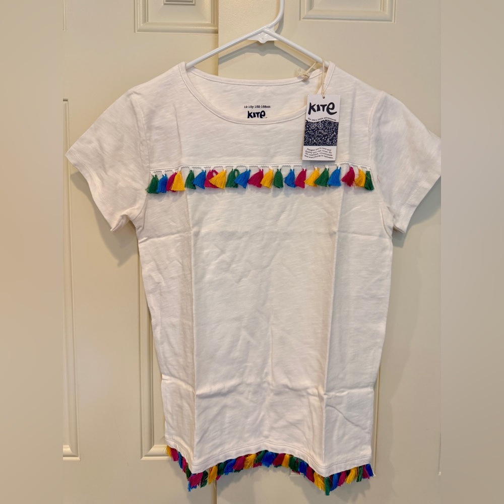 Kite Kids White Tee with Rainbow Tassels